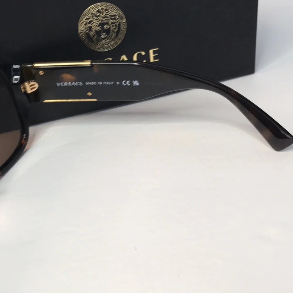 New Authentic- VERSACE Dark Brown Pilot Men's Sunglasses